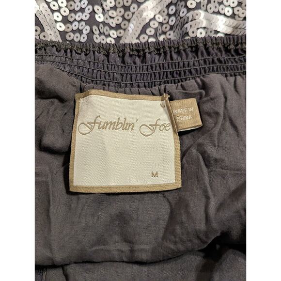 Fumblin' foe silver black sequin tank top women's size medium - Picture 4 of 5